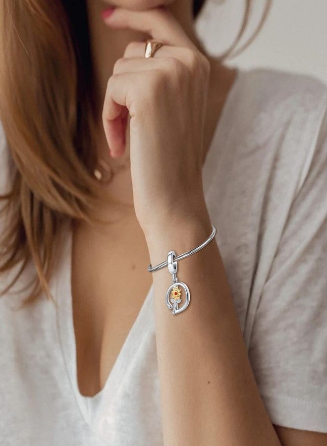 QeenseKc Initial D Sunflower Charm You are My Sunshine Letter Pendant Bead for Pandora Bracelet Necklace - Image 3