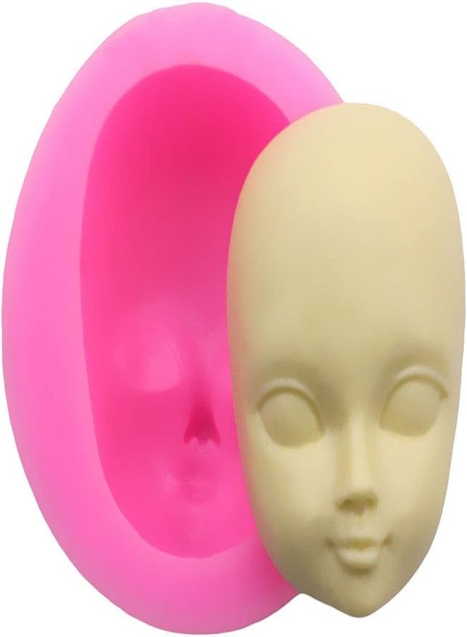 GANPUB Pink Food Grade Silicone 3D Baby Face Girl for Head Shape DIY Chocolate Mold Fondant Cake Knives Face Molds for Polymer Clay - Image 1
