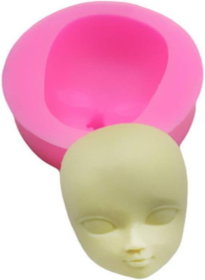 GANPUB Pink Food Grade Silicone 3D Baby Face Girl for Head Shape DIY Chocolate Mold Fondant Cake Knives Face Molds for Polymer Clay - Image 5