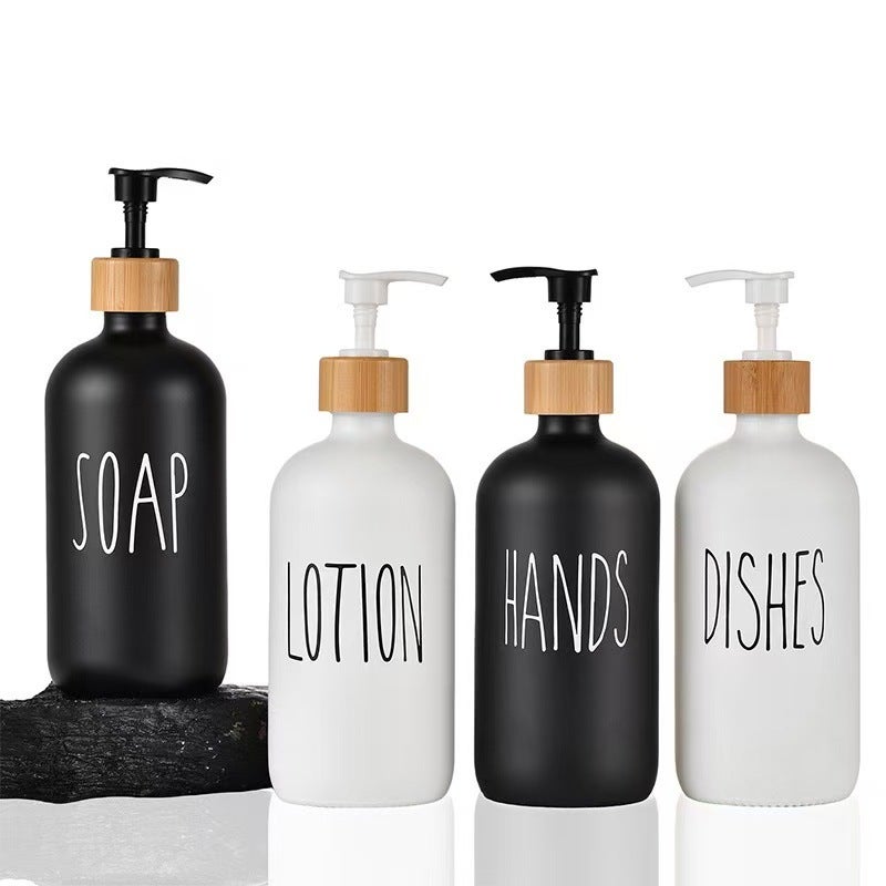 Glass Boston Hand Sanitizer Pump Bottle Black And White Dispensing Bottle Glass Bottle Soap Dispenser Shampoo Bottle - Image 2