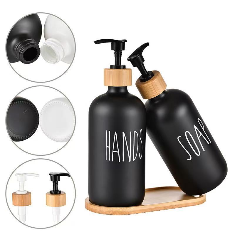 Glass Boston Hand Sanitizer Pump Bottle Black And White Dispensing Bottle Glass Bottle Soap Dispenser Shampoo Bottle - Image 5