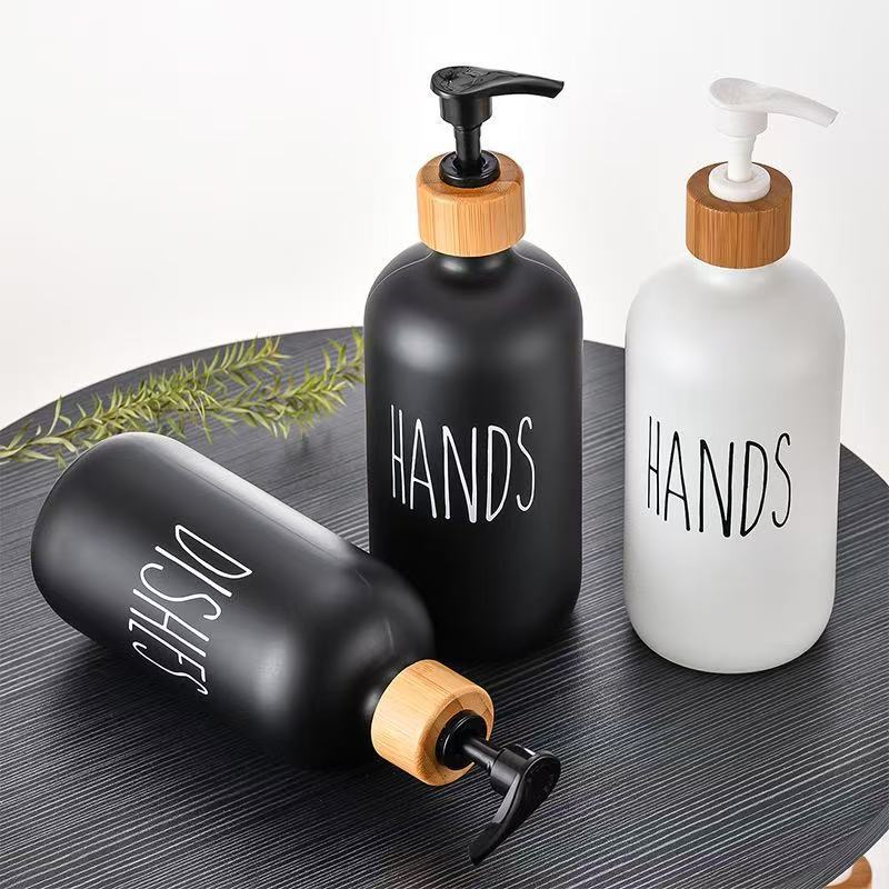 Glass Boston Hand Sanitizer Pump Bottle Black And White Dispensing Bottle Glass Bottle Soap Dispenser Shampoo Bottle - Image 3