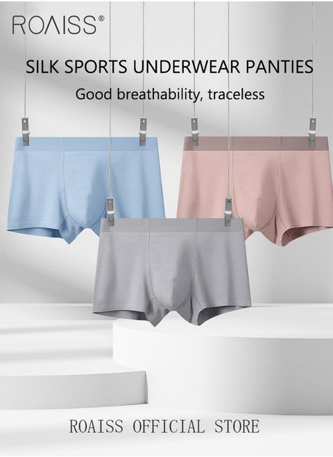 Men Boxers 3 Pack Set Trend Men Teenage Boys Underwear Short Briefs High Elastic Classic Underwear