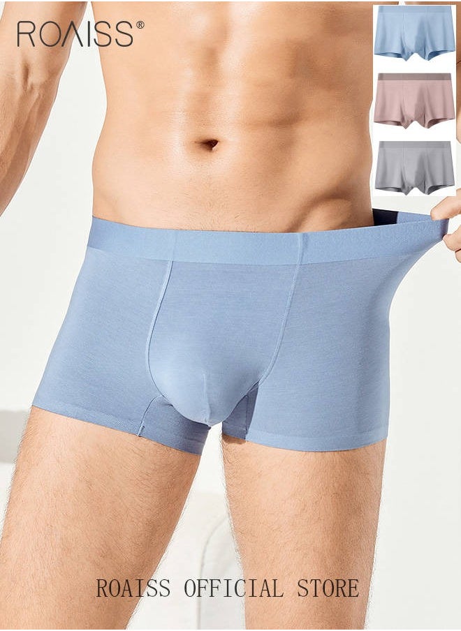 roaiss - Men Boxers 3 Pack Set Trend Men Teenage Boys Underwear Short Briefs High Elastic Classic Underwear - Image 1