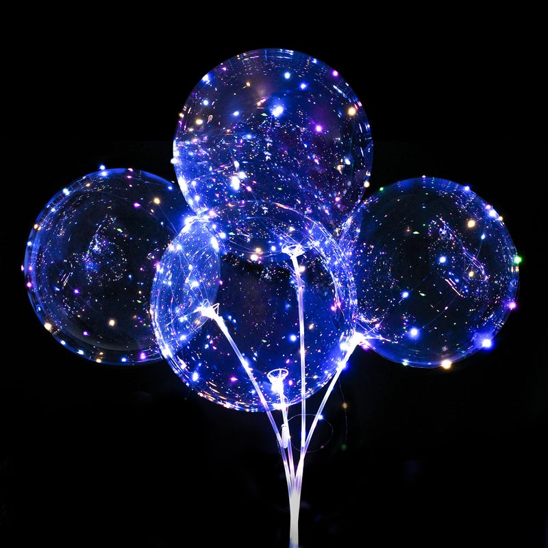 ComboJoy 12 Pack Big Light Up BOBO Led Balloons with Sticks Clear Balloons with Lights Glow in the Dark Flicker in the Daylight Perfect Glow Party Supplies for Birthday Wedding Graduation Multicolor - Image 2