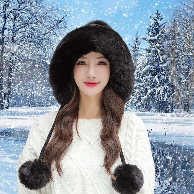 HUAMULAN Women Winter Beanie Hat Earflap Peruvian Warm Slouchy Fleece Lined 3 Pom Poms Knit Cap Cute Sherpa Fluffy Ski Hats - Image 3