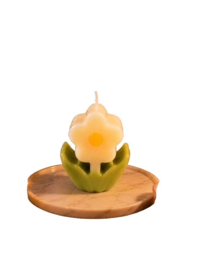 Decorative Flower Shaped Scented Candle with Leaf Holder – Handmade Wax Candle for Home Decor, Romantic Gift, Bedroom & Living Room Decoration - Image 4
