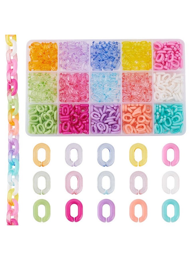CHGCRAFT 600Pcs 15 Styles Transparent Opaque Acrylic Linking Rings Oval Quick Link Connectors for Earring Necklace Jewelry Eyeglass Chain DIY Craft Making - Image 1