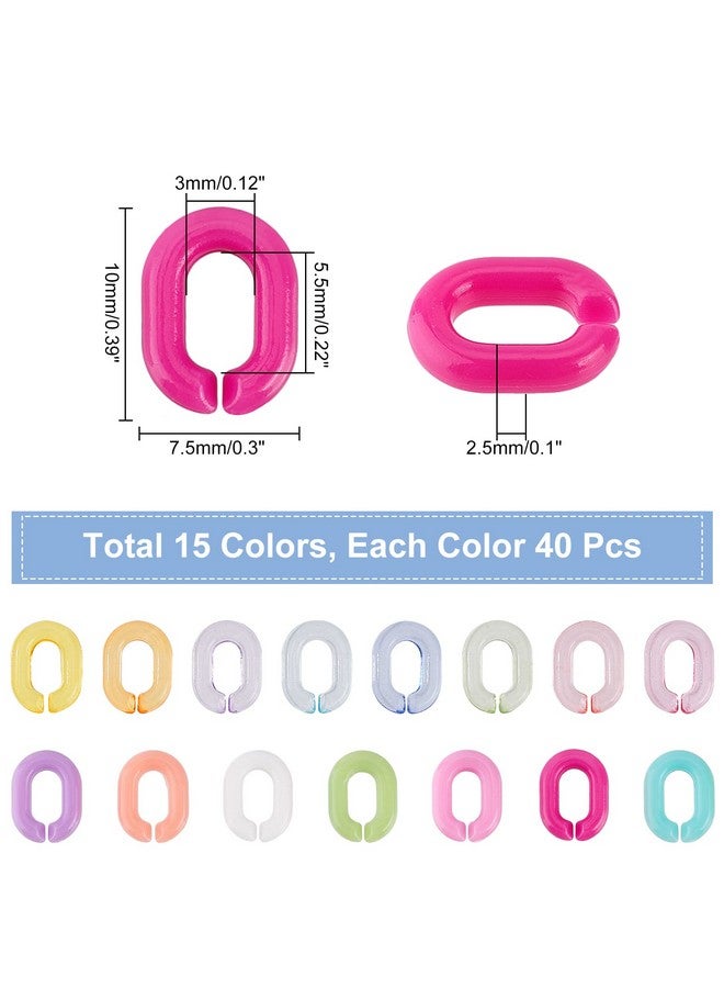 CHGCRAFT 600Pcs 15 Styles Transparent Opaque Acrylic Linking Rings Oval Quick Link Connectors for Earring Necklace Jewelry Eyeglass Chain DIY Craft Making - Image 2
