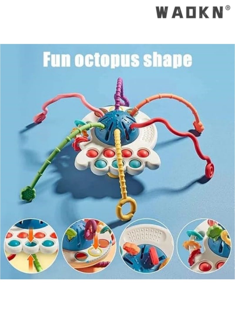 WAOKN Baby Sensory Montessori Silicone Toy, Silicone Pull String Activity Toy for Baby, Sensory Toys for Toddlers to Support Fine Motor Skills, Baby Teether Toys for Boys and Girls 18+ Months  - Image 5
