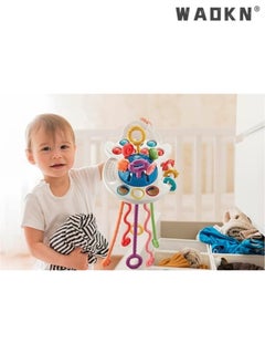 WAOKN Baby Sensory Montessori Silicone Toy, Silicone Pull String Activity Toy for Baby, Sensory Toys for Toddlers to Support Fine Motor Skills, Baby Teether Toys for Boys and Girls 18+ Months  - Image 2