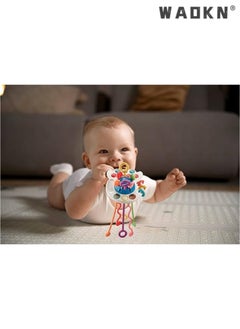 WAOKN Baby Sensory Montessori Silicone Toy, Silicone Pull String Activity Toy for Baby, Sensory Toys for Toddlers to Support Fine Motor Skills, Baby Teether Toys for Boys and Girls 18+ Months  - Image 3