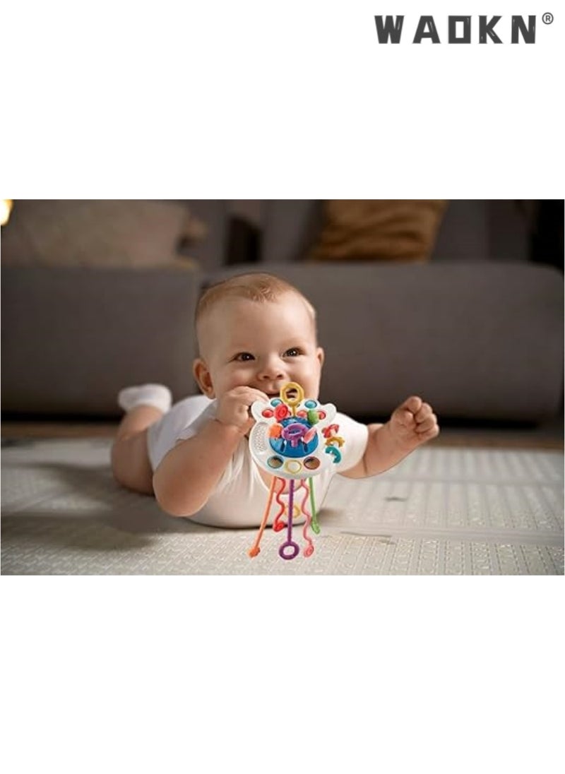 WAOKN Baby Sensory Montessori Silicone Toy, Silicone Pull String Activity Toy for Baby, Sensory Toys for Toddlers to Support Fine Motor Skills, Baby Teether Toys for Boys and Girls 18+ Months  - Image 3