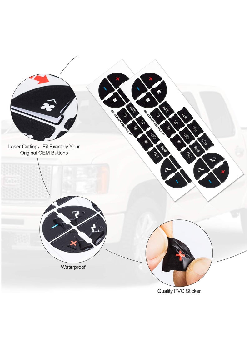 AC Dash on Repair Sticker for Chevy, Car Replacement Part for Fixing Ruined Faded Control Radio Dash Replacement Decal Sticker for SUV Truck Accessories 6 Packs - Image 2