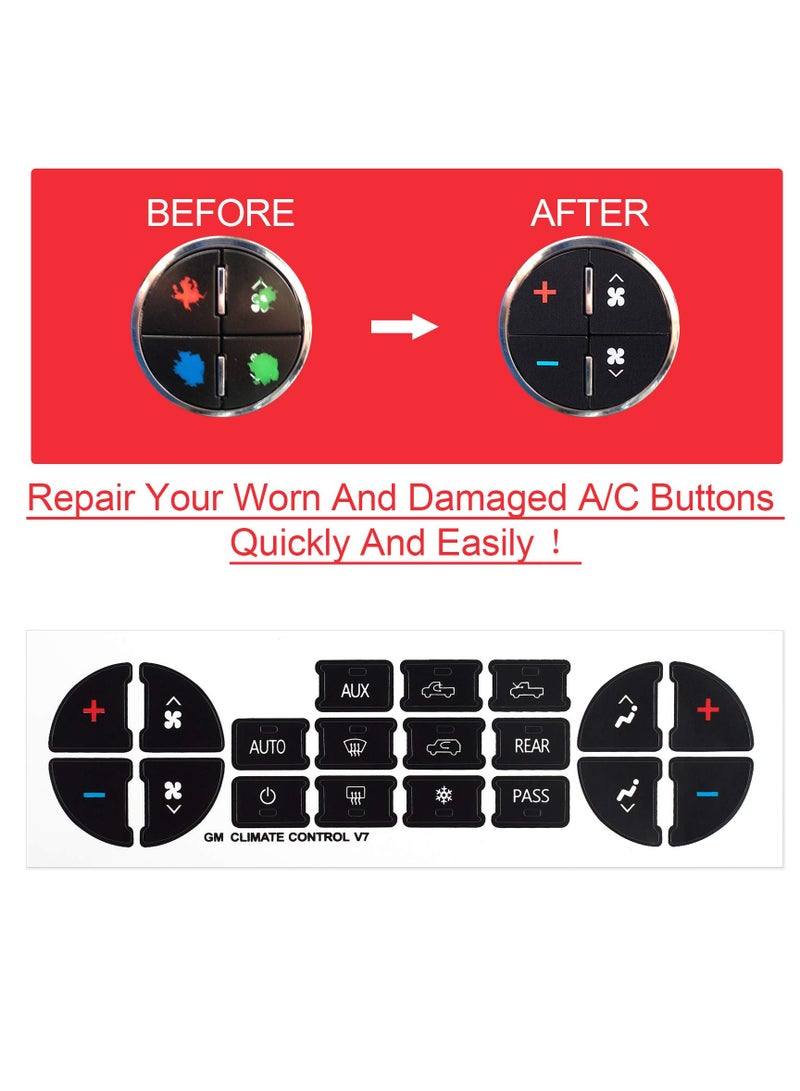 AC Dash on Repair Sticker for Chevy, Car Replacement Part for Fixing Ruined Faded Control Radio Dash Replacement Decal Sticker for SUV Truck Accessories 6 Packs - Image 5