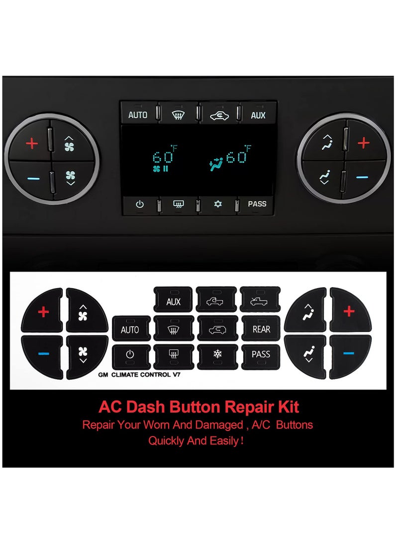 AC Dash on Repair Sticker for Chevy, Car Replacement Part for Fixing Ruined Faded Control Radio Dash Replacement Decal Sticker for SUV Truck Accessories 6 Packs - Image 3