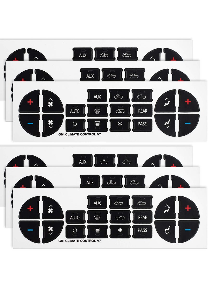 AC Dash on Repair Sticker for Chevy, Car Replacement Part for Fixing Ruined Faded Control Radio Dash Replacement Decal Sticker for SUV Truck Accessories 6 Packs - Image 1