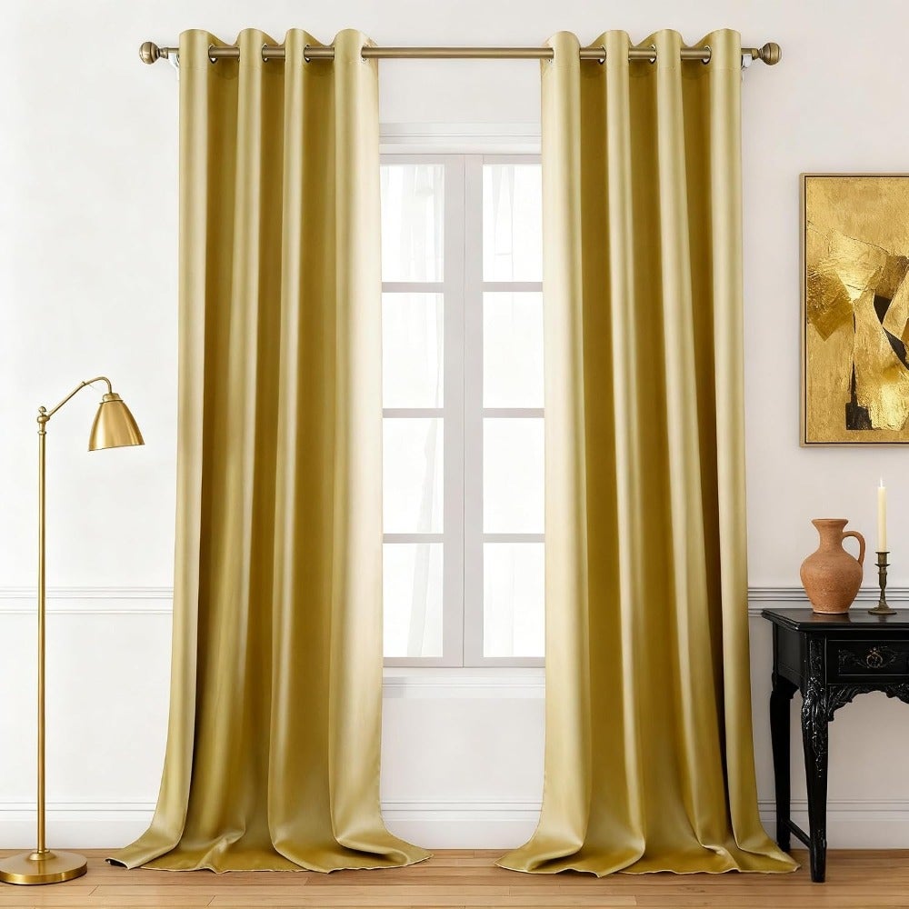 Faux Silk Blackout Curtains 52W x 96L 2 Panels