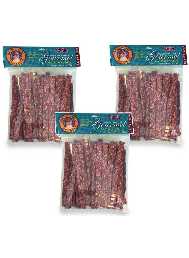 IMS (3 Packages) IMS 50-Pack Cadet Gourmet Munchy Rawhide 6 1/2" Munchy Strips - Image 1