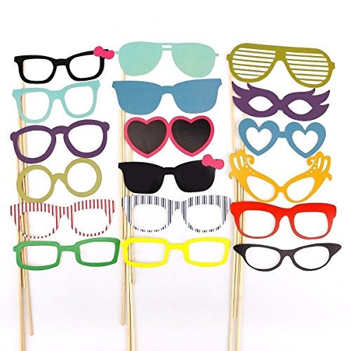 Tinksky Photo Booth Props 60 piece DIY Kit for Wedding Party Reunions Birthdays Photobooth Dress-up Accessories & Party Favors, Costumes with Mustache on a stick, Hats, Glasses, Mouth, Bowler, Bowties - Image 4