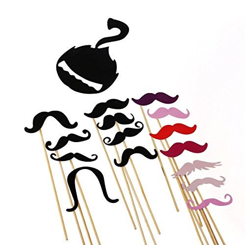 Tinksky Photo Booth Props 60 piece DIY Kit for Wedding Party Reunions Birthdays Photobooth Dress-up Accessories & Party Favors, Costumes with Mustache on a stick, Hats, Glasses, Mouth, Bowler, Bowties - Image 5
