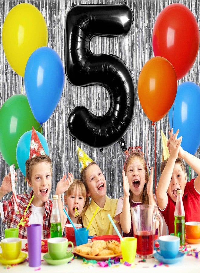 TOTAFAM بالونات سوداء رقم 5، بالونات كبيرة من رقائق الألومنيوم مقاس 40 بوصة، بالونات أرقام عملاقة للنساء والرجال واحتفالات أعياد الميلاد والذكرى السنوية وديكورات الحفلات - Image 3