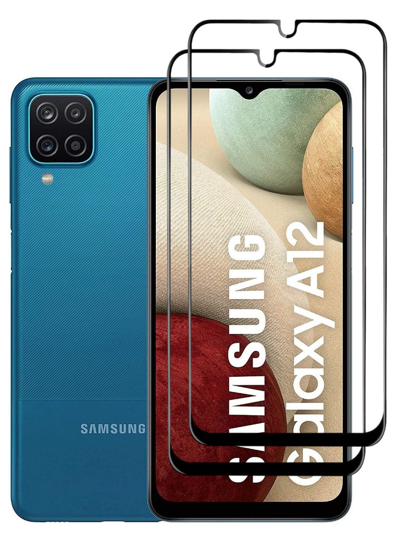 RAYON 2 Pack Tempered Glass Screen Protector 5D Designed For Samsung Galaxy A12 Full Screen Coverage And Bubble Free - Image 1