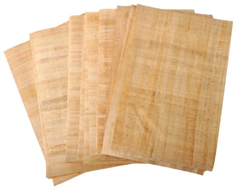 CraftsOfEgypt Egyptian Papyrus Blank Paper Set of 50 Sheets for Art Projects Scrapbooking Album Refill Scrolls and Teaching Ancient Hieroglyphic History 8x12in 20x30cm 