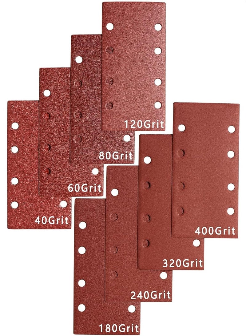 SOLARAE 48-Piece Sanding Pad Set, 93 x 185 mm - Square Hook and Loop Sanding Sheets in Assorted Grits (40/60/ 80/120/ 180/240/ 320/400) for Rectangular Sanders - Image 2