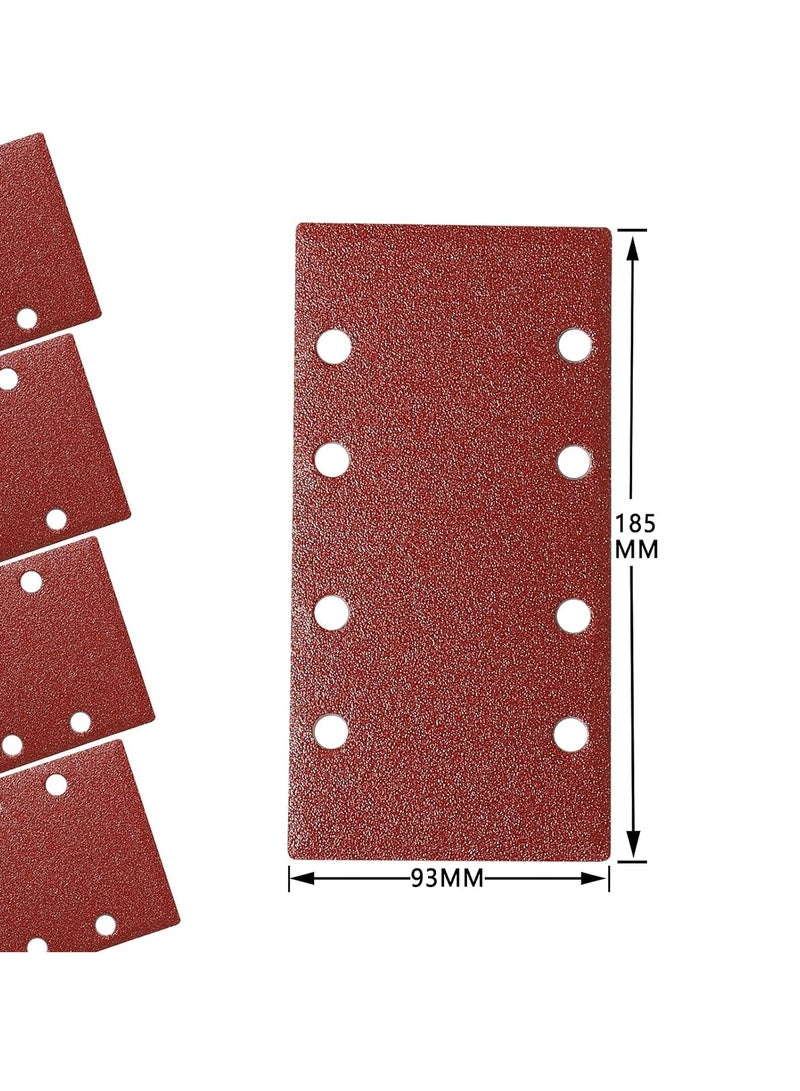 SOLARAE 48-Piece Sanding Pad Set, 93 x 185 mm - Square Hook and Loop Sanding Sheets in Assorted Grits (40/60/ 80/120/ 180/240/ 320/400) for Rectangular Sanders - Image 3