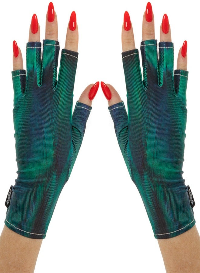 ManiGlovz - The Original UPF 50+ UV Light Protective Nail Gloves | Gel Manicure Gloves and Anti UV Fingerless Gloves for Women | Can be Used as Sun Protection Gloves for Driving | Peacock - Image 1
