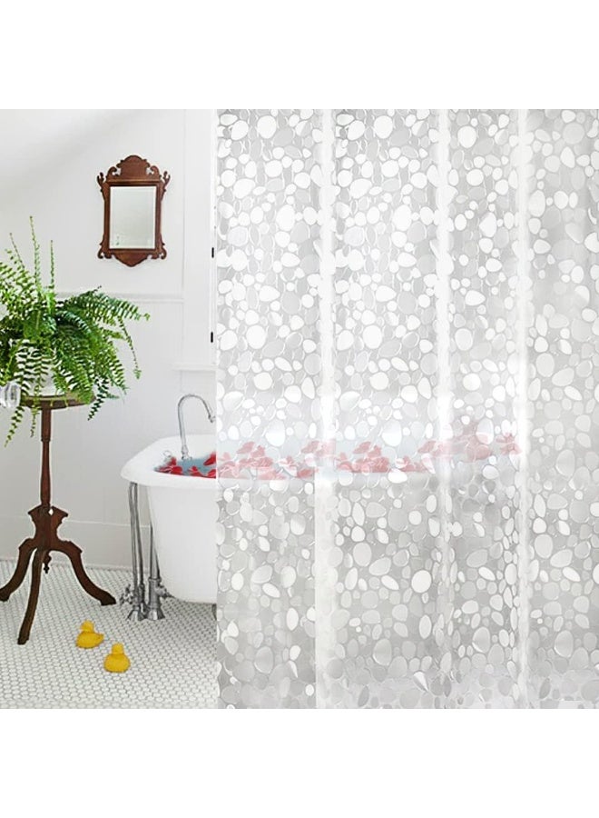 fantasize Shower Curtain Liner, Waterproof 8G EVA Thick Shower Curtain with Heavy Duty 3 Bottom Magnets, Shower Liner for Shower Stall, Bathtubs 3D Pebble Pattern, 72 x 72" with 12 Hooks, Pebble Hem - Image 2