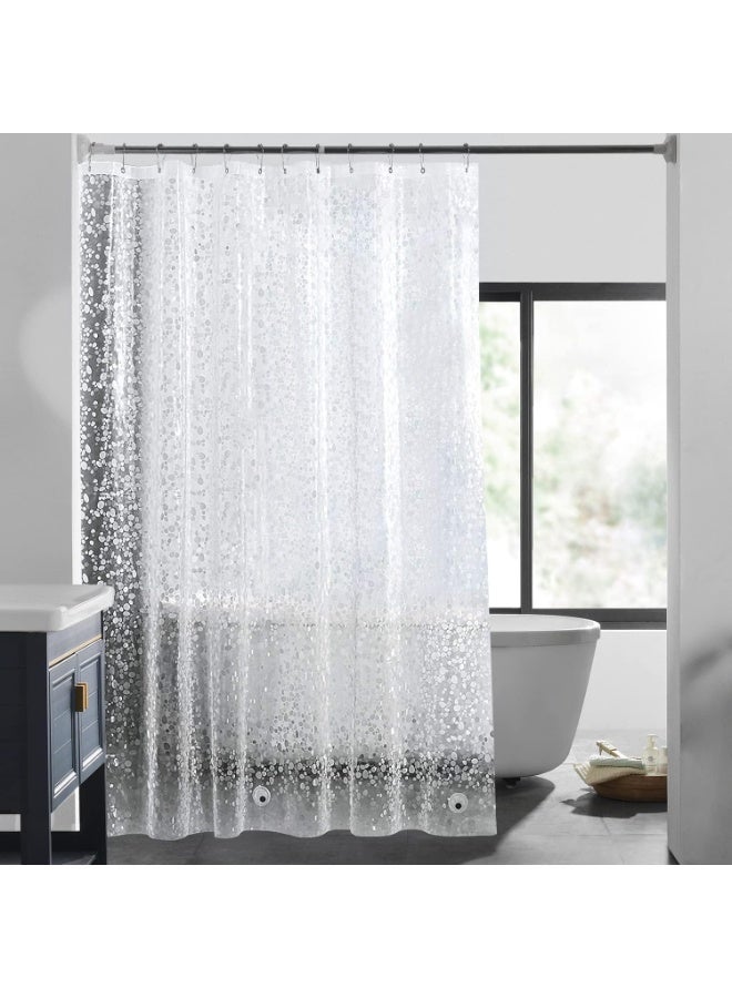 fantasize Shower Curtain Liner, Waterproof 8G EVA Thick Shower Curtain with Heavy Duty 3 Bottom Magnets, Shower Liner for Shower Stall, Bathtubs 3D Pebble Pattern, 72 x 72" with 12 Hooks, Pebble Hem - Image 1