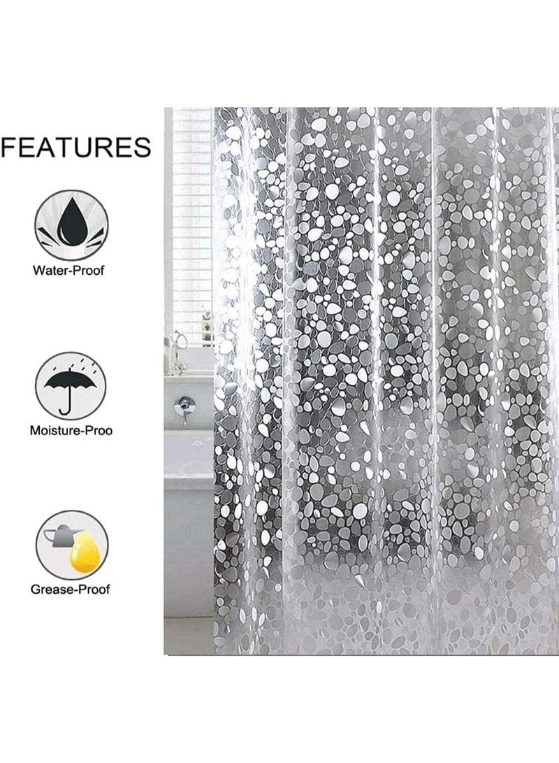 fantasize Shower Curtain Liner, Waterproof 8G EVA Thick Shower Curtain with Heavy Duty 3 Bottom Magnets, Shower Liner for Shower Stall, Bathtubs 3D Pebble Pattern, 72 x 72" with 12 Hooks, Pebble Hem - Image 4