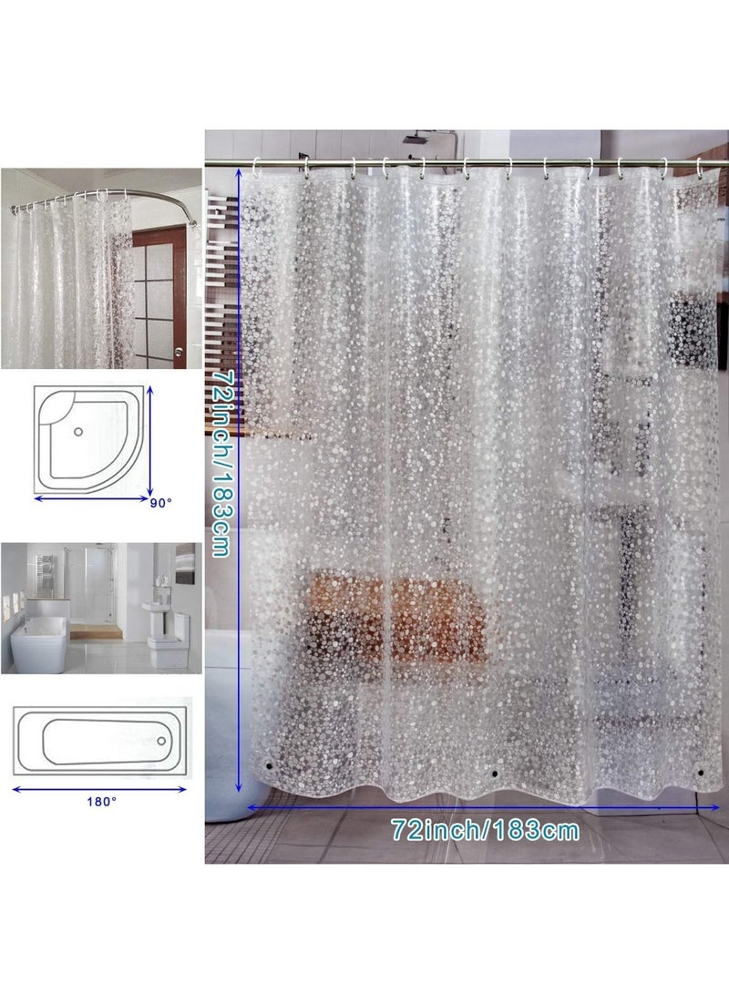 fantasize Shower Curtain Liner, Waterproof 8G EVA Thick Shower Curtain with Heavy Duty 3 Bottom Magnets, Shower Liner for Shower Stall, Bathtubs 3D Pebble Pattern, 72 x 72" with 12 Hooks, Pebble Hem - Image 3