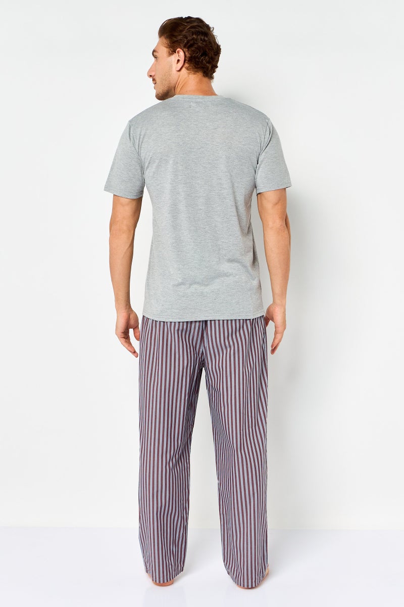 Algspar Men 2 Pieces Short Sleeve Stripe Top And Bottom Set, Multicolor - Image 4