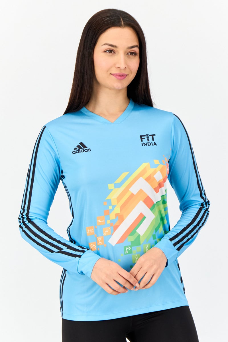 Adidas Women Sportswear Fit India Brand Logo Outdoor Jersey, Multicolor  - Image 1