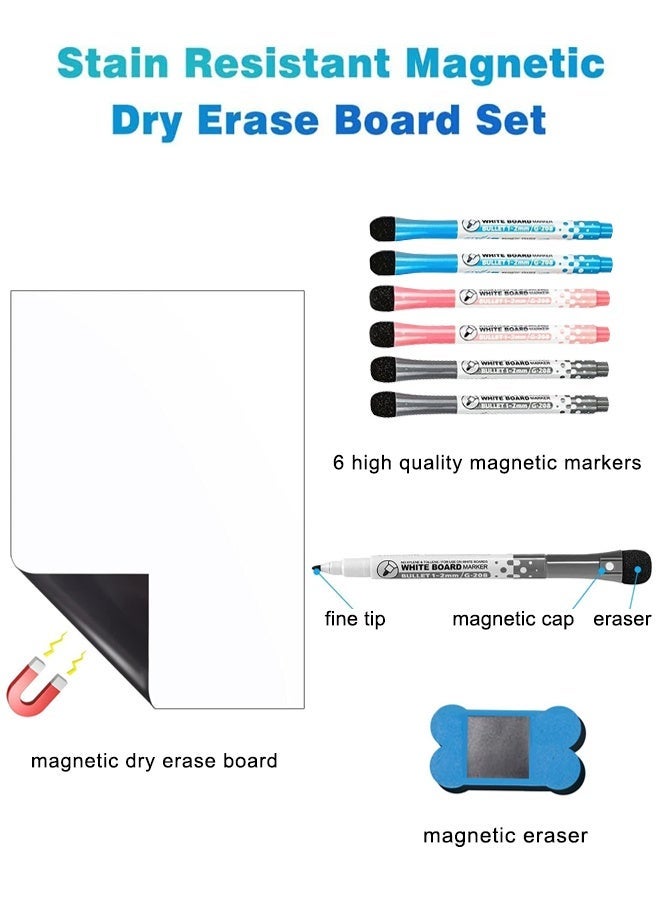 لوحة بيضاء مغناطيسية متعددة الاستخدامات وقابلة للمسح، مقاس A4، مزودة بـ 6 أقلام وممسحة للوحات البيضاء، بزوايا مستديرة ومزودة بمغناطيس للتثبيت، مناسبة لقوائم التسوق على الثلاجة، ولوحات المعلومات الدراسية، ولوحات الإعلانات المكتبية، الحجم: 12 بوصة × 8 بوصة (30 × 21 سم) - Image 2