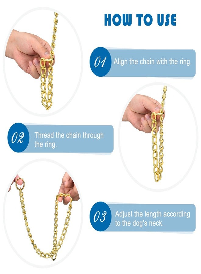 Mogoko Stainless Steel Dog Choke Chain Collar, Puppy Metal P Chain Slip Collar Pet Training Walking Choker(Gold; 3.0mm;20.0 Inch) - Image 3