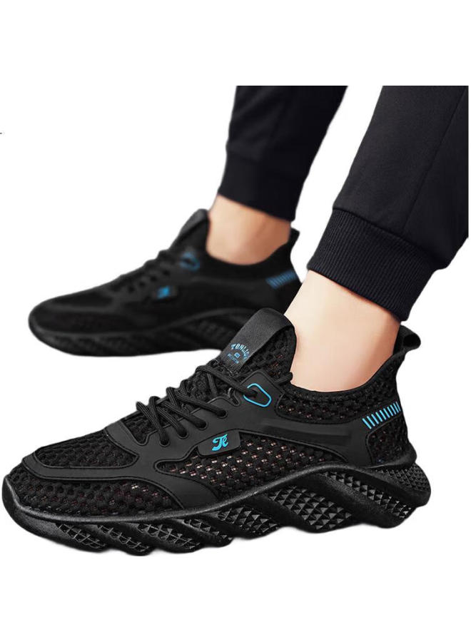 TonLion Men'S Sports Shoes Spring Summer Men'S Shoes Men'S Outdoor Casual Shoes Men'S Breathable Mesh Dad Shoes Men Black 40 - Image 3