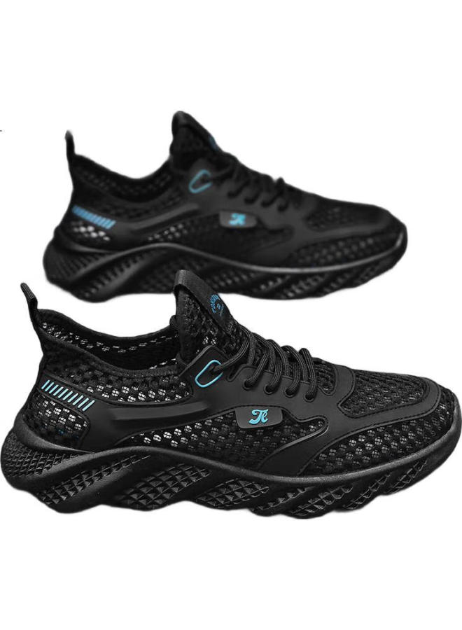 TonLion Men'S Sports Shoes Spring Summer Men'S Shoes Men'S Outdoor Casual Shoes Men'S Breathable Mesh Dad Shoes Men Black 40 - Image 1