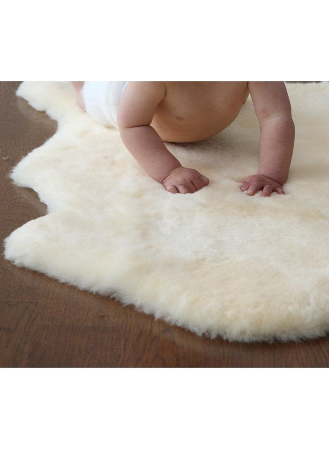 WaySoft Baby Sheepskin Rug, Oeko-TEX Certified, Safe & Natural Nursery Rug, 100% Genuine New Zealand Soft Fur Rug Baby Carpet - Image 1