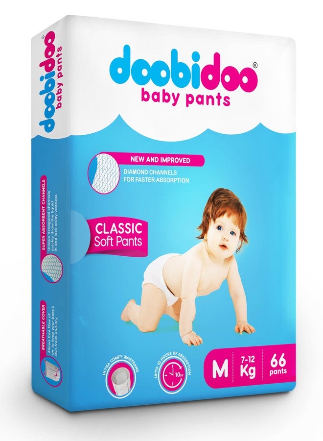 Doobidoo Classic Baby Diaper Pants - M Size | High Absorbency with Cottony Bubble Soft Topsheet, Anti-Leak Side Cuffs & Rash-Free Comfort | Gentle Protection (7–12 kg) - Pack of 1 | 66 Count - Image 1