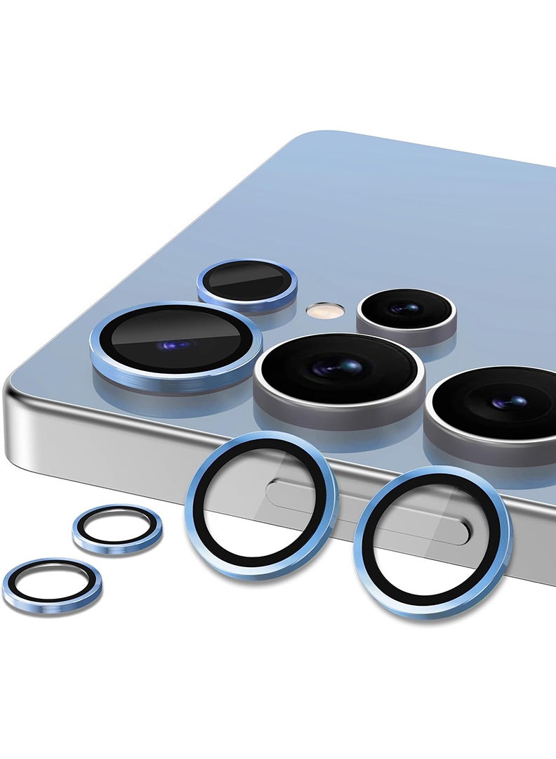 Theodor Samsung Galaxy S25 Ultra 5 Pcs Camera Lens Protector With 9H Tempered HD Glass Camera Cover Anti Scratch Aluminum Alloy Camera Ring, Blue - Image 1