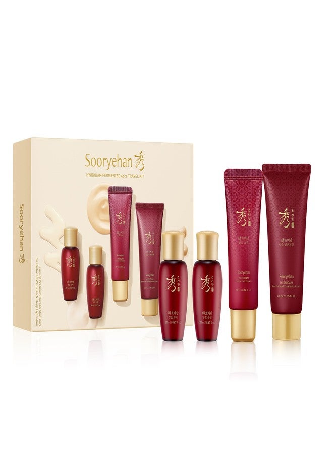 Sooryehan Hyobidam Fermented Travel Kit (Pack of 4) - Herbal korean skincare set with Toner, Emulsion, Cream & Cleansing Foam, featuring Baekhyodan™ & Silver Mushroom. for hydration & elasticity. - Image 1