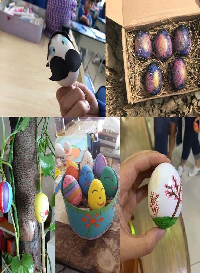 HOKPA بيض خشبي من هوكبا مع حوامل أكواب بيض خشبية، بيض حرفي غير مطلي، 6 أكواب وبيض أملس في العبوة، عرض ديكور عيد الفصح والهالوين (14 قطعة) - Image 4
