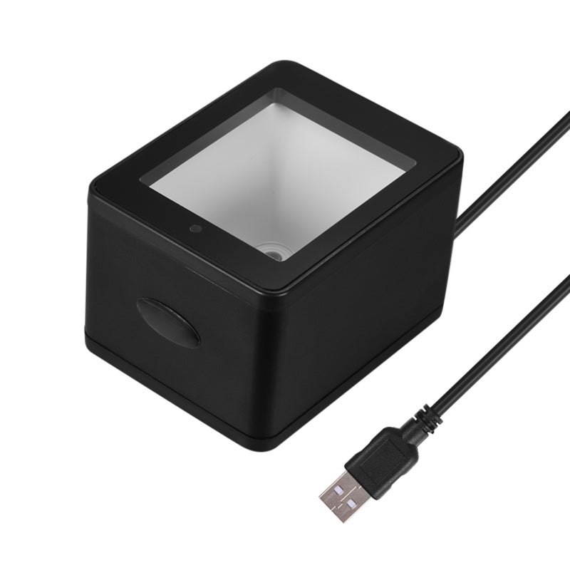 الماسح الضوئي للرموز الشريطية: واجهة USB سوداء تعمل بالتوصيل والتشغيل - تصميم عدسة بزاوية واسعة مع مستشعر صورة CMOS لأتمتة المكاتب، والمعدات الطبية، والتحقق من التذاكر الإلكترونية - Image 1