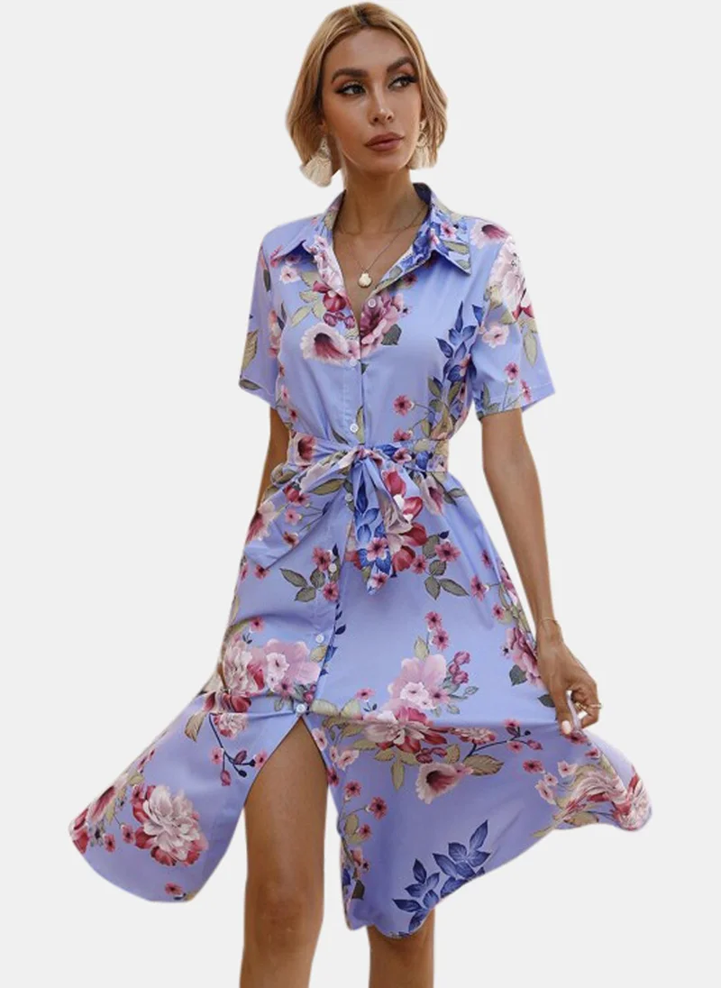 YUNIQEE Blue Floral Printed Dress
