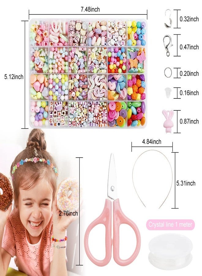 LOCANS مجموعة خرز لوكانز 600 قطعة، طقم صنع مجوهرات، طقم أساور للبنات، أنواع وأشكال مختلفة من خرز الأكريليك الملون، طقم مناسب للأطفال فوق سن ثلاث سنوات - Image 5