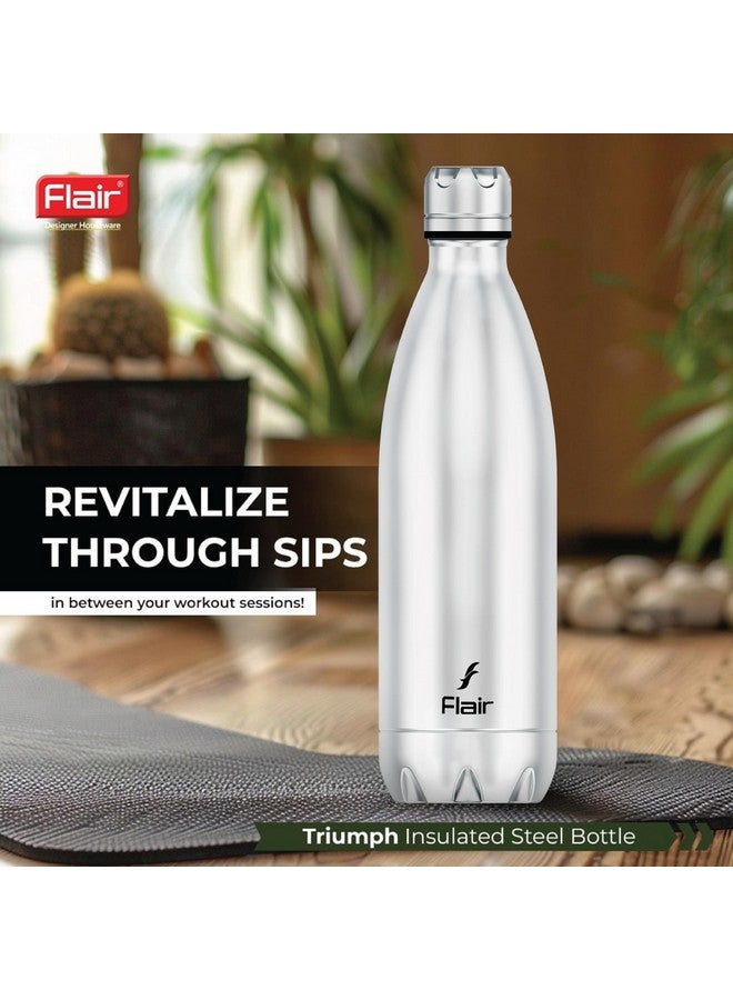 Flair زجاجة عازلة فليير ثيرموستيل تريومف 500 مل - فضي وأسود، تصل إلى 24 ساعة ساخنة وباردة، مانعة للتسرب، خالية من BPA، مثالية للسفر، التنزه، زجاجة السفر والاستخدام اليومي - Image 2